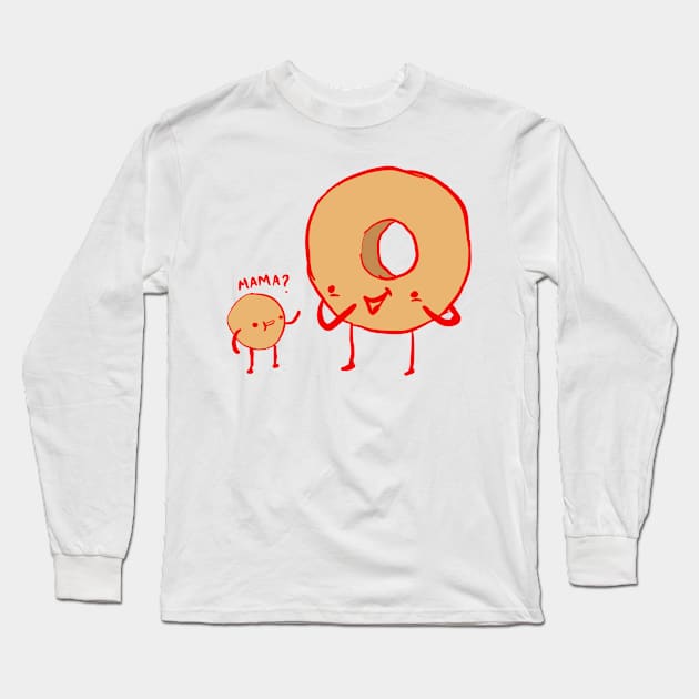 Mama Donut and Baby Munchkin Long Sleeve T-Shirt by LaarniGallery